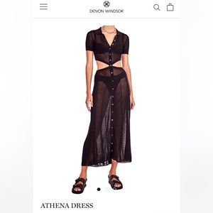 DEVON WINDSOR NEW Collared Cut Out Athena Sheer Cover Up Dress Black Size M